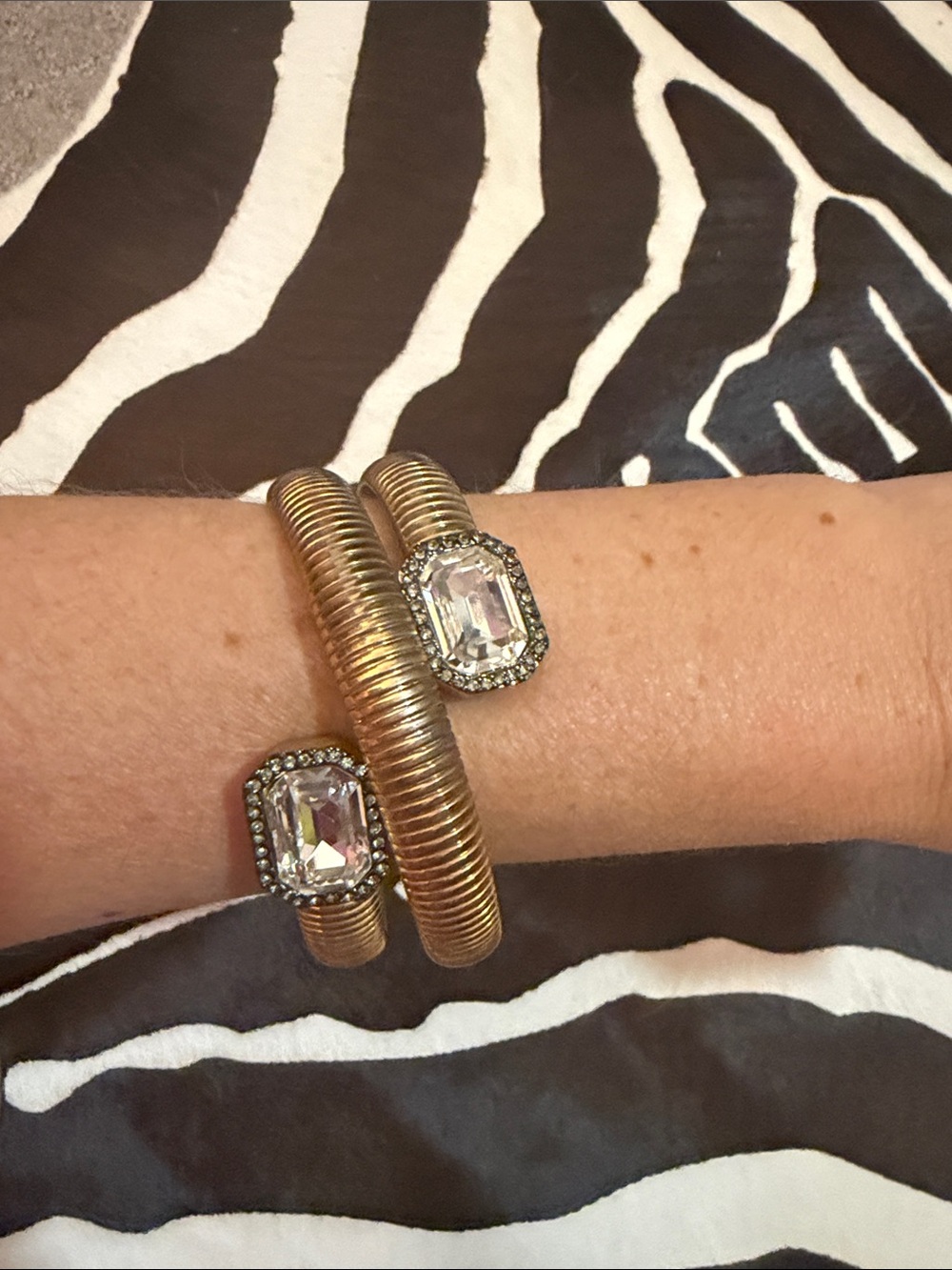 Vince Camuto Gold-Tone Coil Bracelet with Clear Crystal Ends